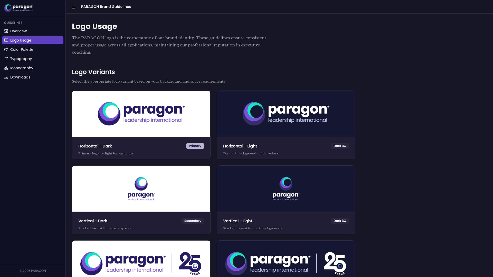 Paragon brand guidelines: logo variant system