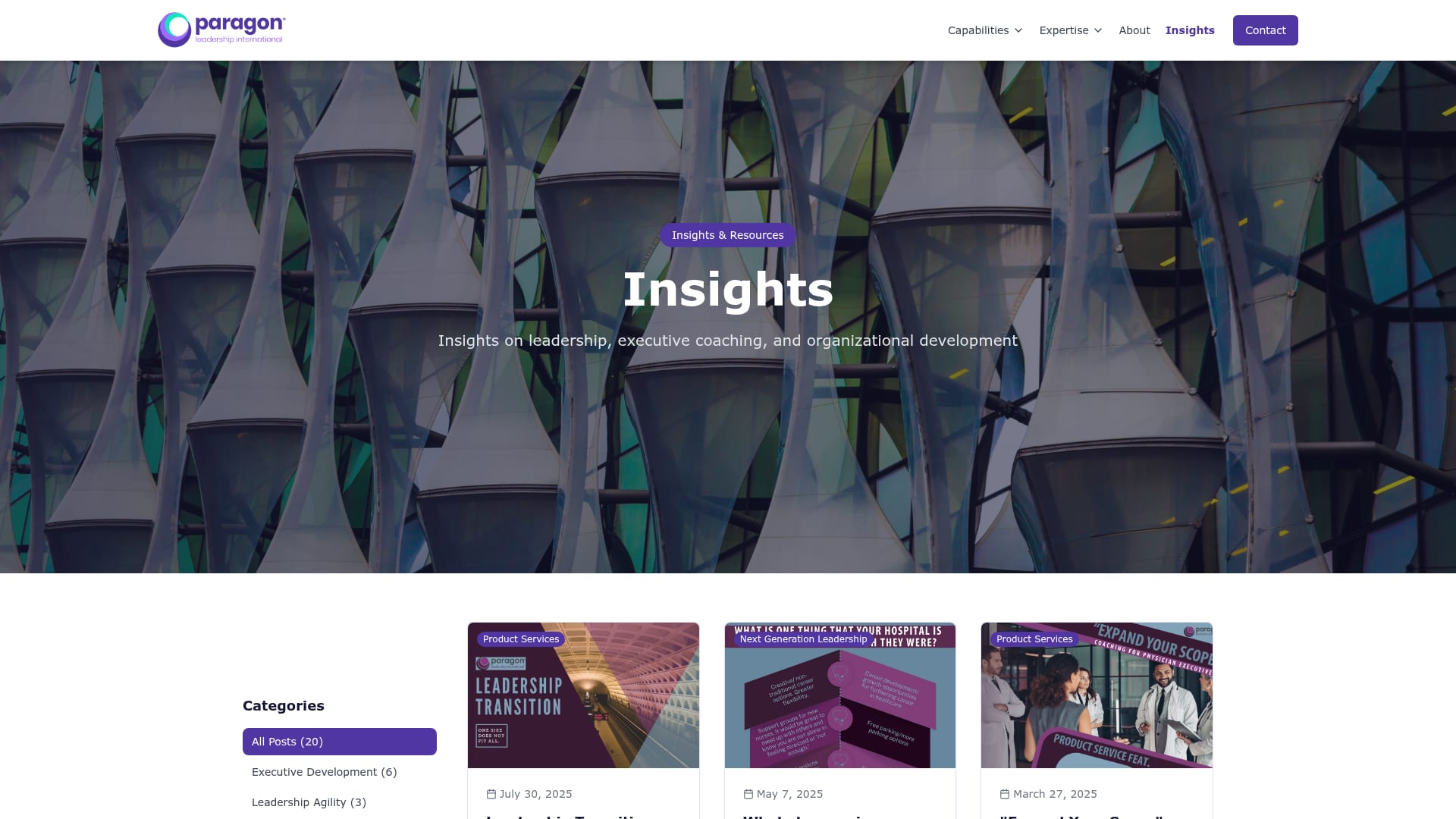 Paragon insights page, the editorial surface for the GTM content strategy