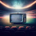 Static tv in the center of a football arena - socially forward advertising