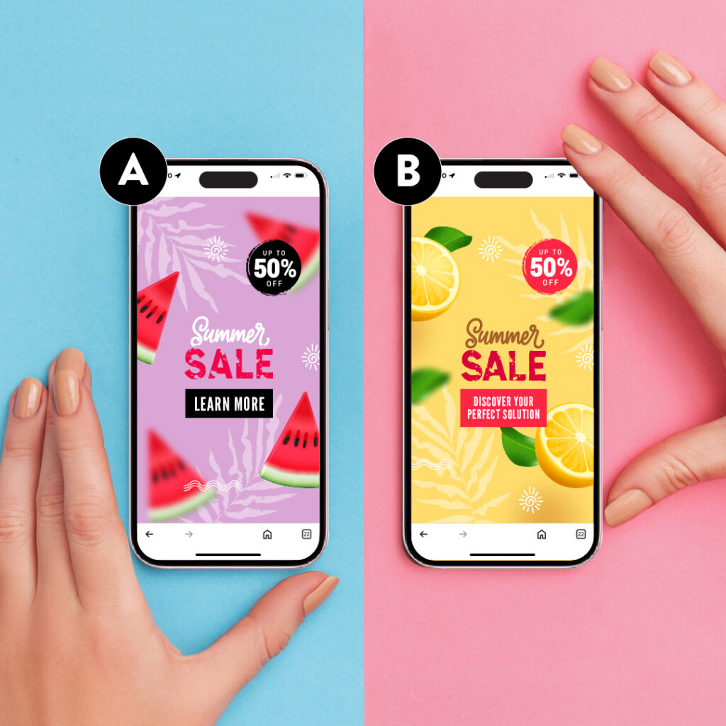 A/B Testing Marketing Optimization - An ad a/b test across phones
