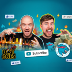 Platform-specific content adaptation - Two excited content creators pose with hot sauce bottles, social media icons, and stacks of cash, illustrating influencer marketing, viral content, and online monetization.